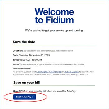 Welcome to Fidium page before installation